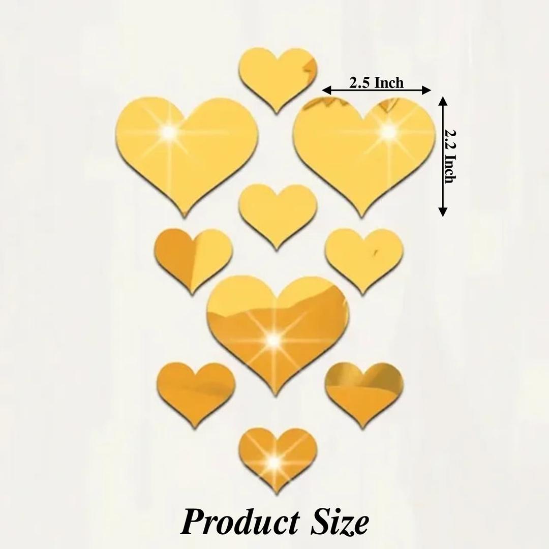 Stunning Golden Heart Acrylic Stickers - Perfect For Home Decir