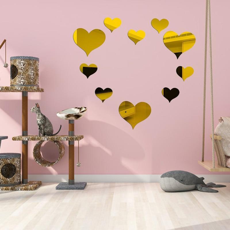 Stunning Golden Heart Acrylic Stickers - Perfect For Home Decir