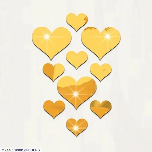 Stunning Golden Heart Acrylic Stickers - Perfect For Home Decir